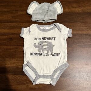 Baby boy hat and onesie set